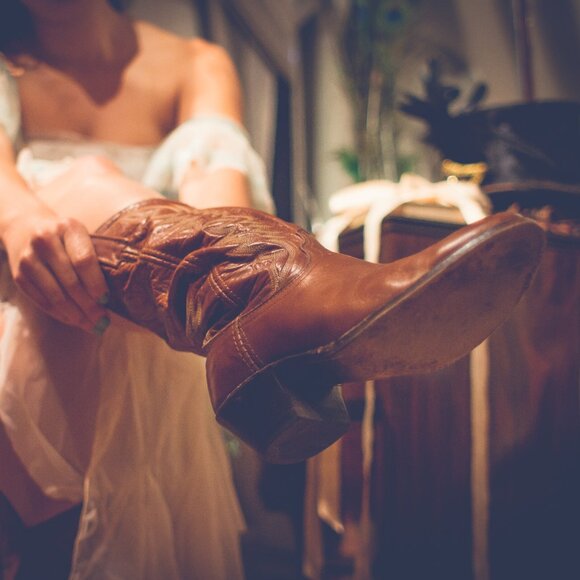 Dan Post Women's 7.5 Vintage Western Cowboy Boots American Made Heeled Leather - Picture 10 of 10